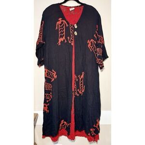 Black Magic Rayon Kimono & Dress Women's Free Size Boho Aztec Print India Made